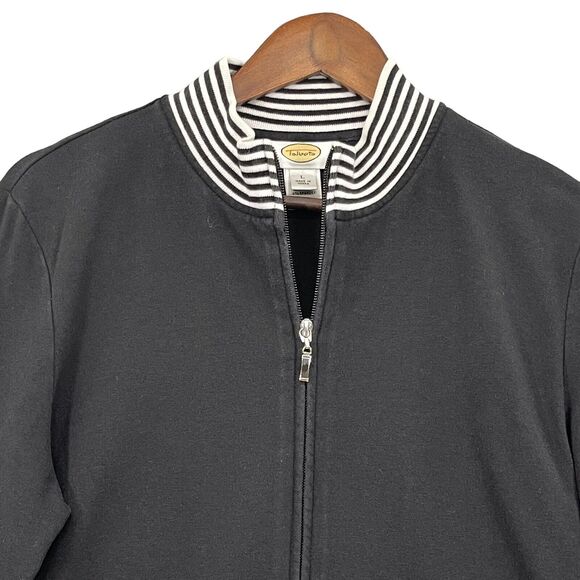 Talbots Full Zip‎ Active Sweater Women L Black Pockets Long Sleeve Mock Neck R78 - Picture 2 of 12